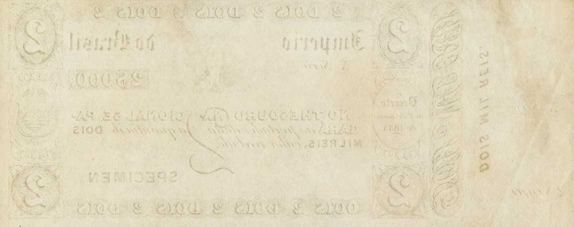 Back of Brazil pA220s: 2 Mil Reis from 1833