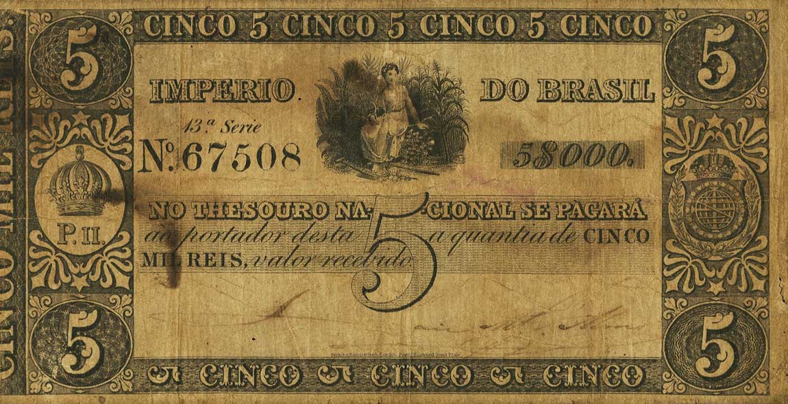 Front of Brazil pA221: 5 Mil Reis from 1850