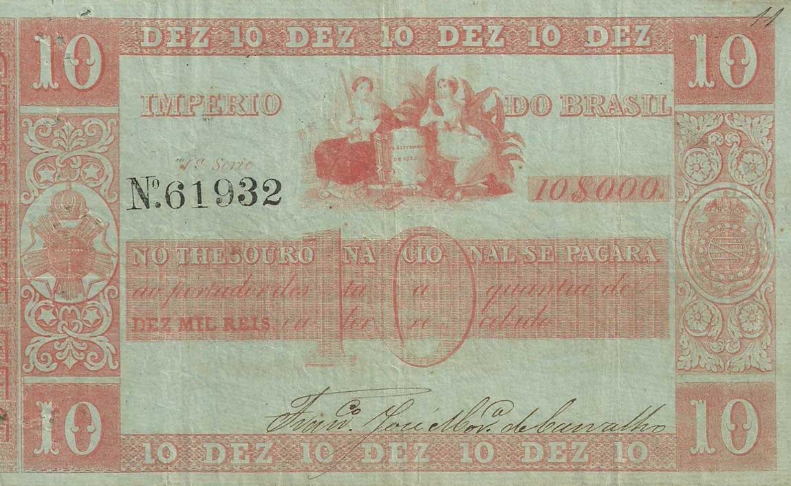 Front of Brazil pA222: 10 Mil Reis from 1850