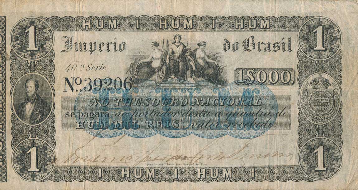 Front of Brazil pA228a: 1 Mil Reis from 1852