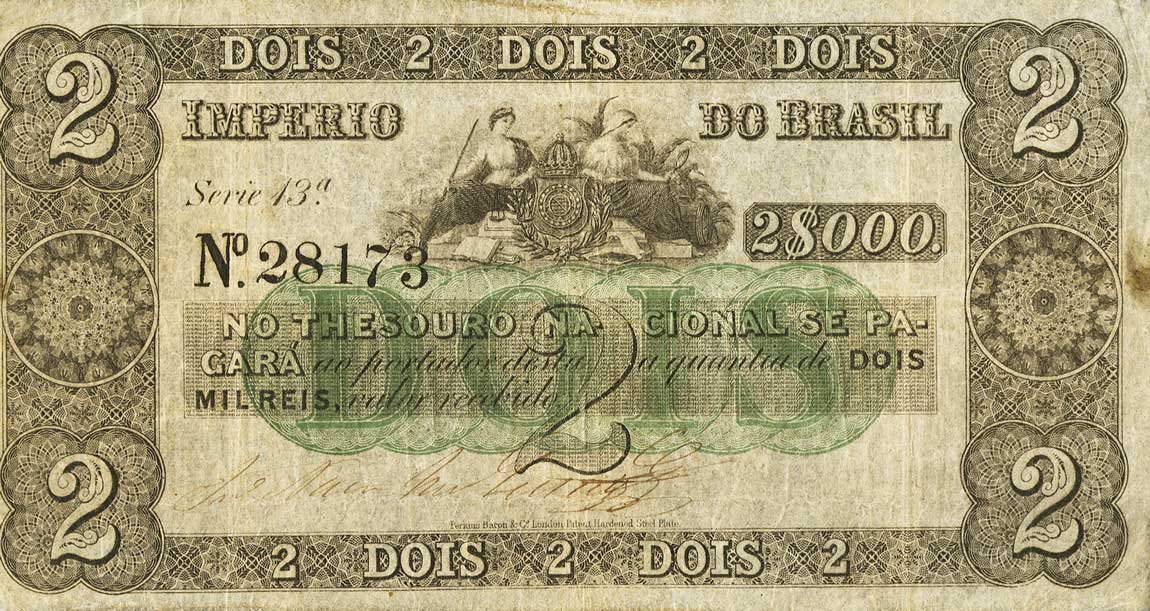 Front of Brazil pA229a: 2 Mil Reis from 1852