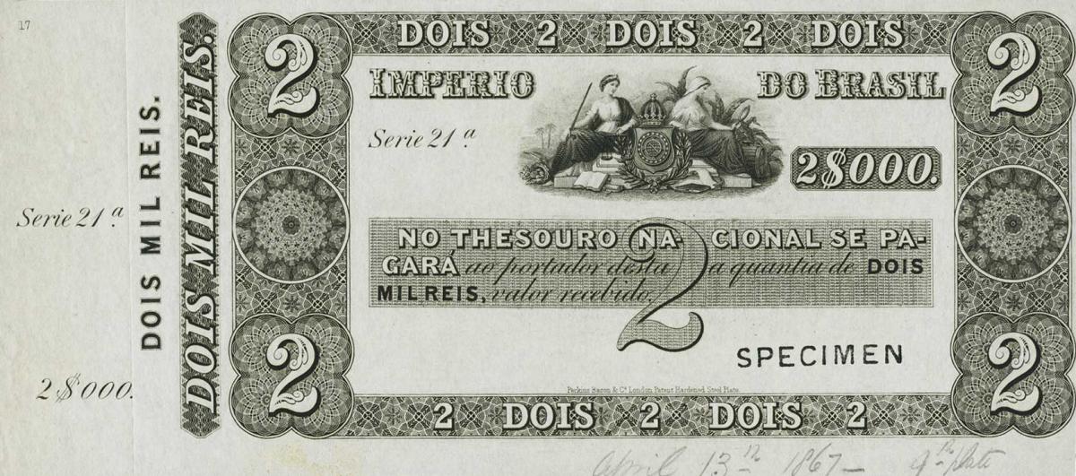 Front of Brazil pA229s: 2 Mil Reis from 1852