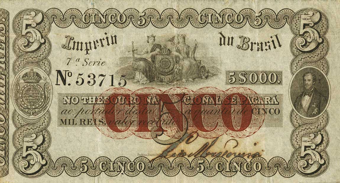 Front of Brazil pA230: 5 Mil Reis from 1852