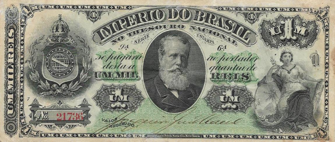 Front of Brazil pA250a: 1 Mil Reis from 1879