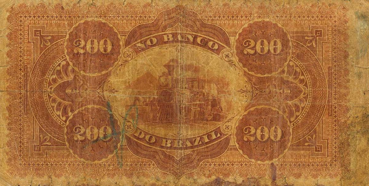 Back of Brazil pS255a: 200 Mil Reis from 1860