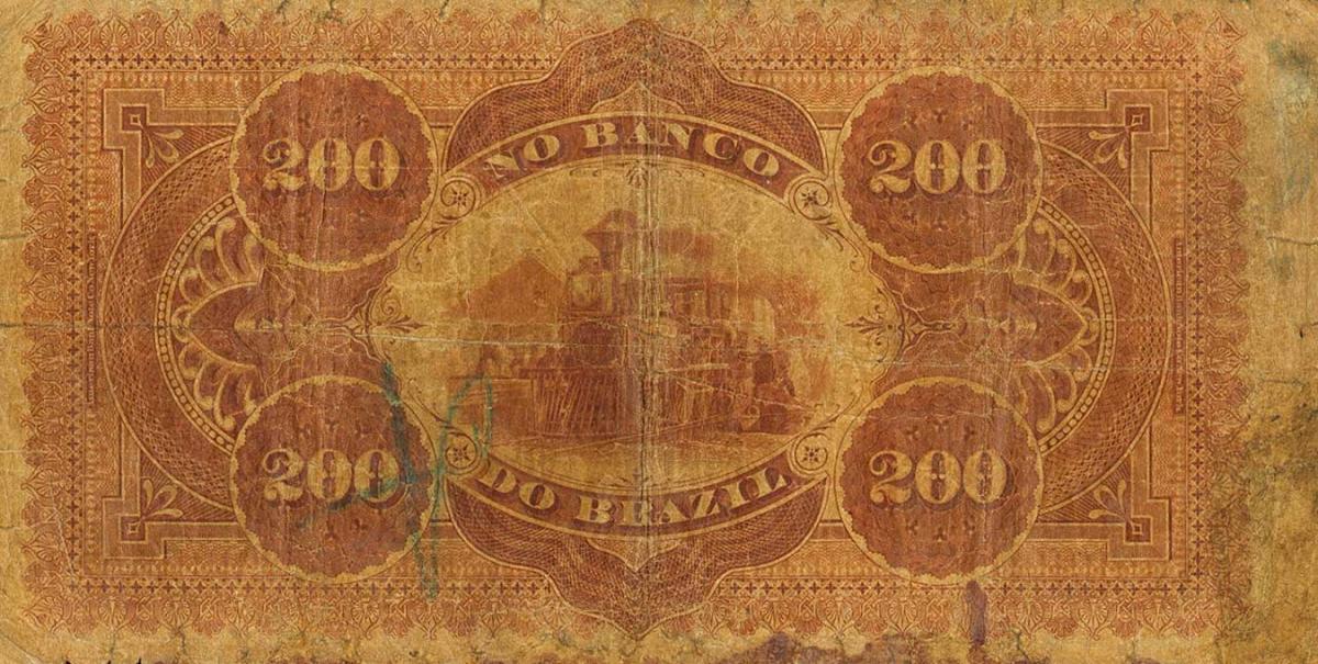 Back of Brazil pS255a: 200 Mil Reis from 1860