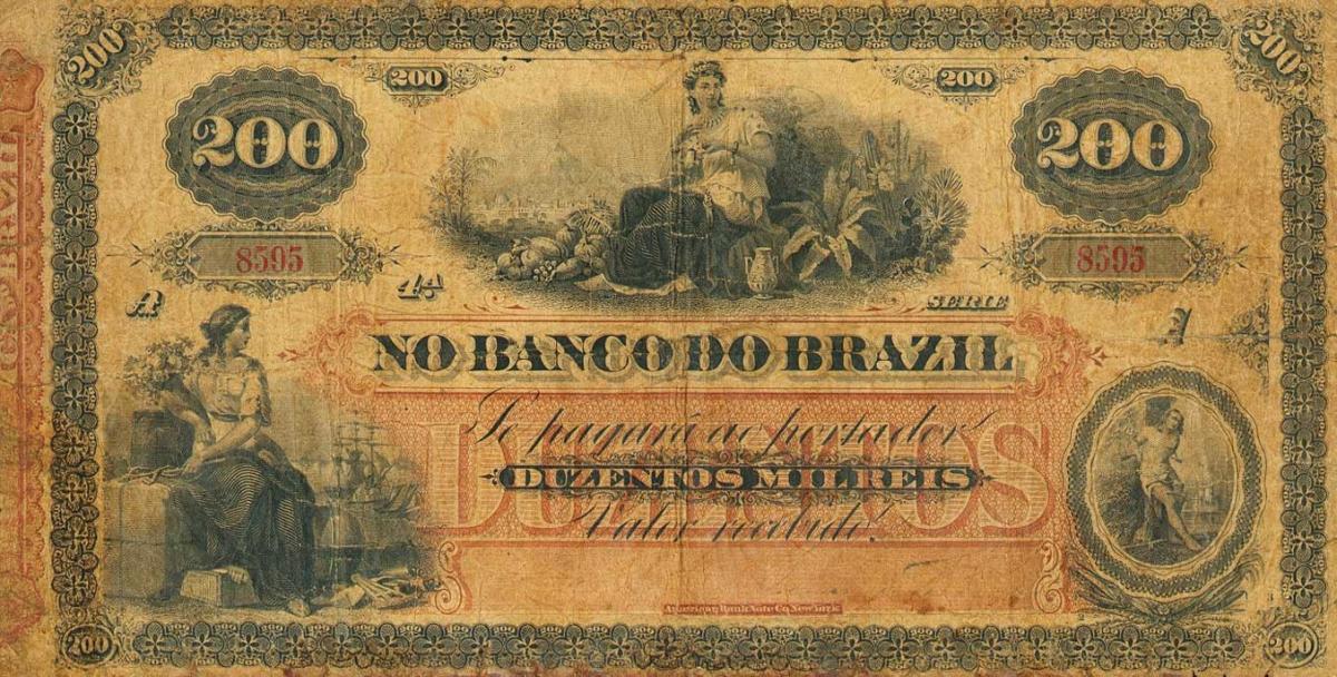 Front of Brazil pS255a: 200 Mil Reis from 1860