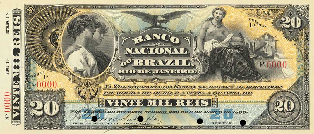 Front of Brazil pS532p: 20 Mil Reis from 1890