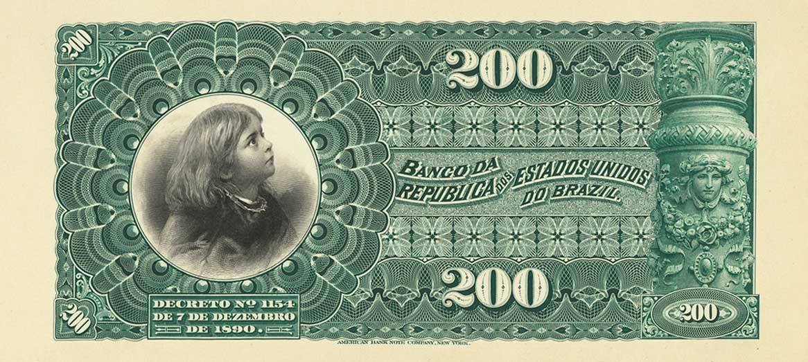 Back of Brazil pS644p: 200 Mil Reis from 1891