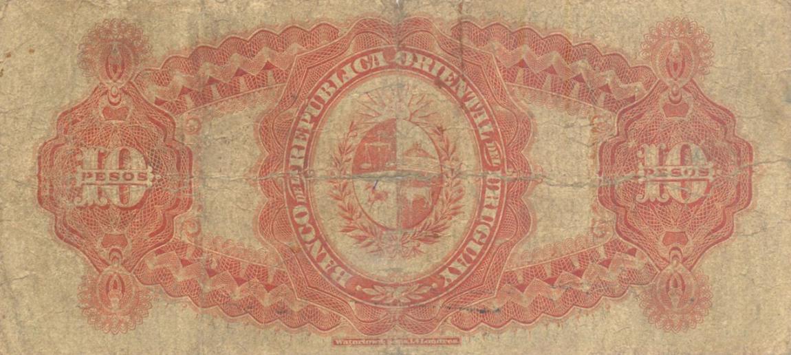 Back of Uruguay p11a: 10 Pesos from 1914