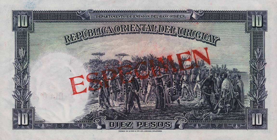 Back of Uruguay p30s: 10 Pesos from 1935