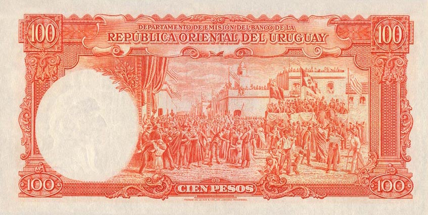Back of Uruguay p31a: 100 Pesos from 1935