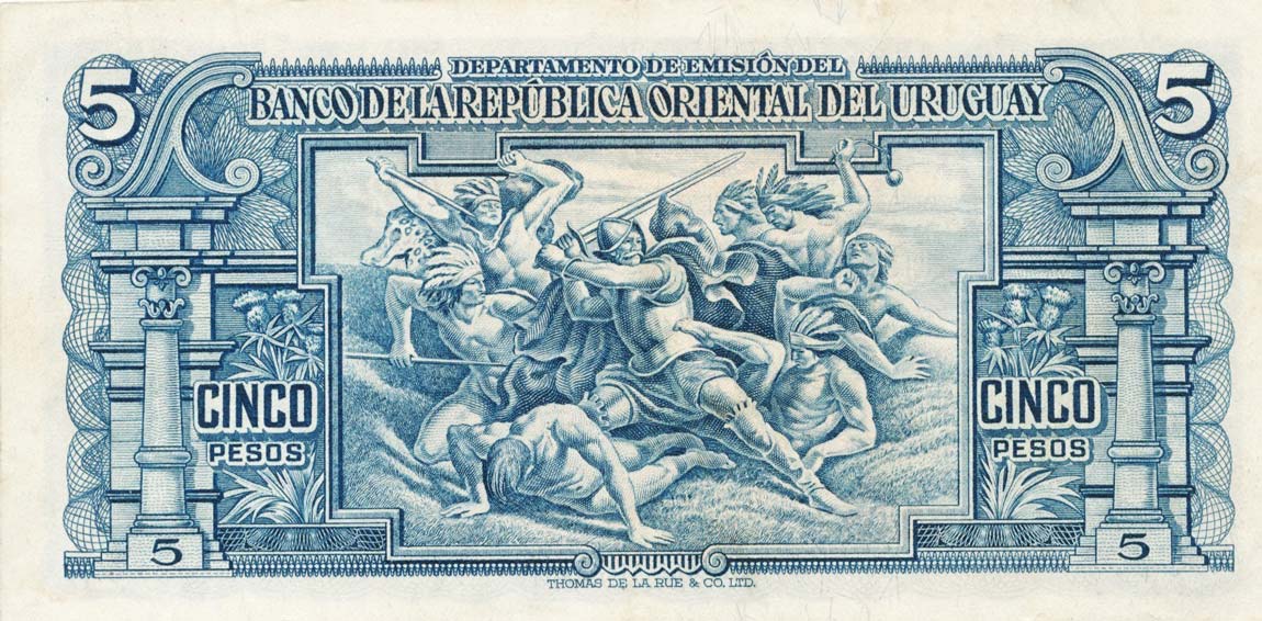 Back of Uruguay p36a: 5 Pesos from 1939