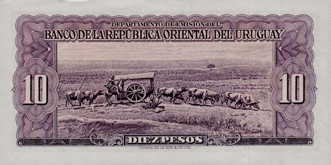 Back of Uruguay p37d: 10 Pesos from 1939