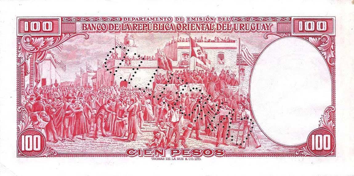 Back of Uruguay p39s: 100 Pesos from 1939