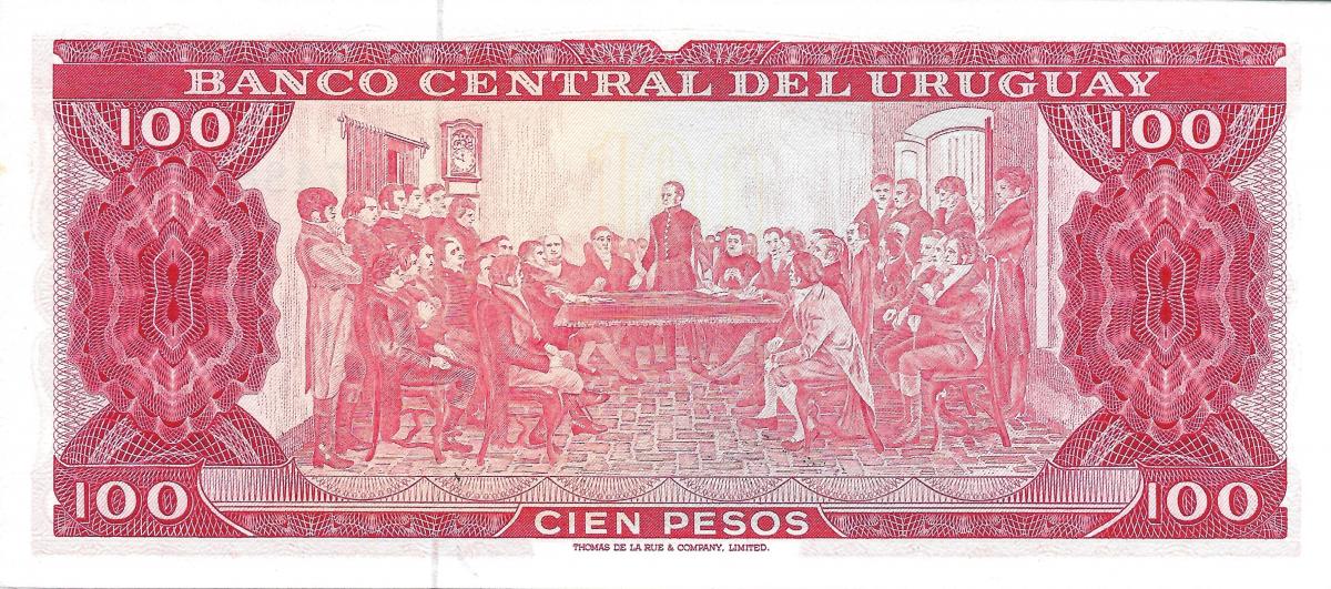 Back of Uruguay p47a: 100 Pesos from 1967