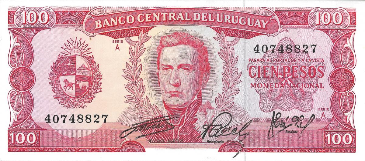Front of Uruguay p47a: 100 Pesos from 1967