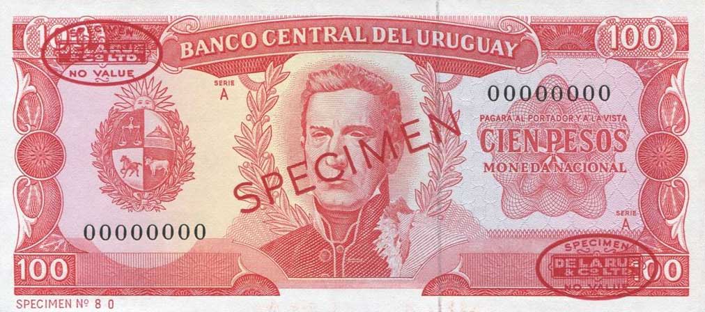 Front of Uruguay p47s: 100 Pesos from 1967