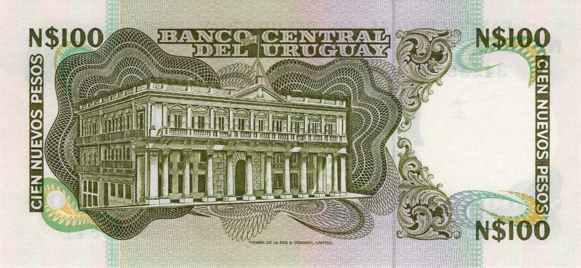 Back of Uruguay p62b: 100 Nuevos Pesos from 1980