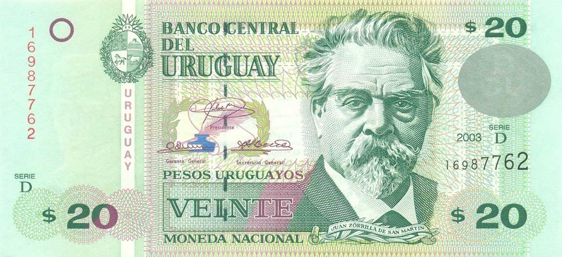 Front of Uruguay p83b: 20 Pesos Uruguayos from 2003