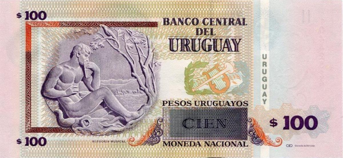 Back of Uruguay p85b: 100 Pesos Uruguayos from 2006
