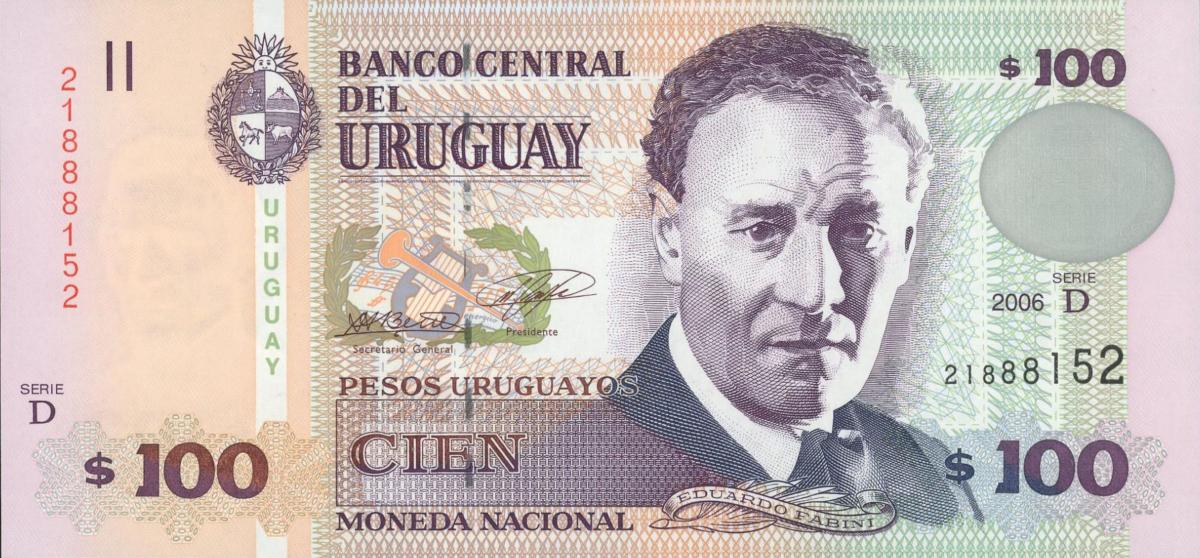 Front of Uruguay p85b: 100 Pesos Uruguayos from 2006