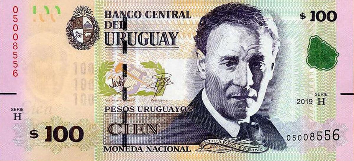 Front of Uruguay p95b: 100 Pesos Uruguayos from 2019
