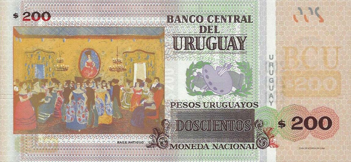 Back of Uruguay p96a: 200 Pesos Uruguayos from 2015