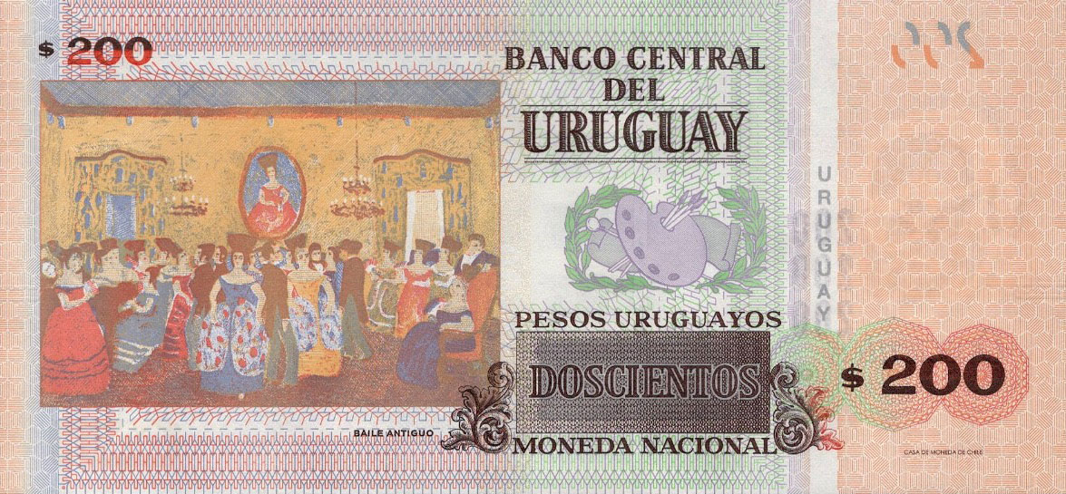 Back of Uruguay p96b: 200 Pesos Uruguayos from 2019