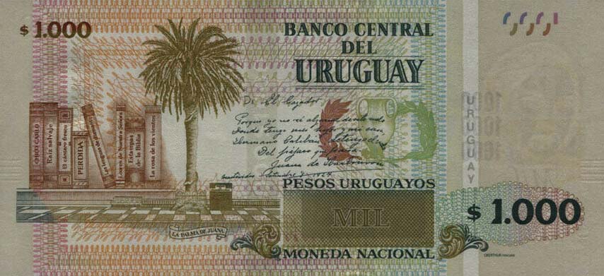 Back of Uruguay p98a: 1000 Pesos Uruguayos from 2015