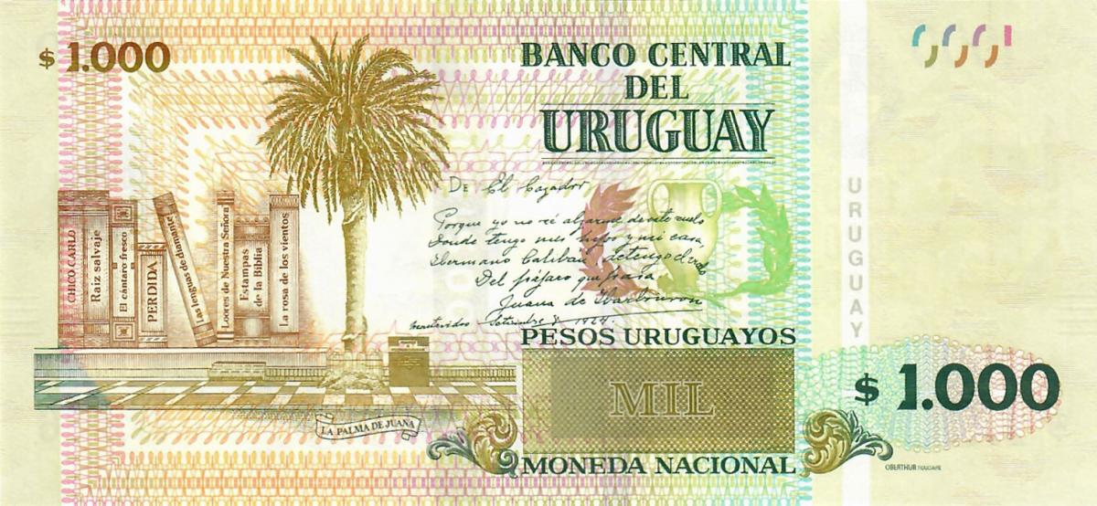 Back of Uruguay p98b: 1000 Pesos Uruguayos from 2020