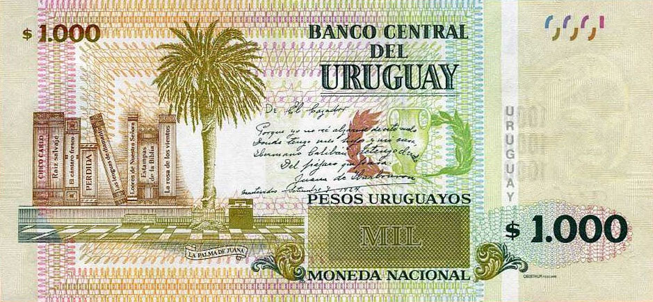 Back of Uruguay p98c: 1000 Pesos Uruguayos from 2021