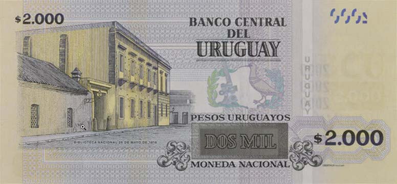 Back of Uruguay p99a: 2000 Pesos Uruguayos from 2015