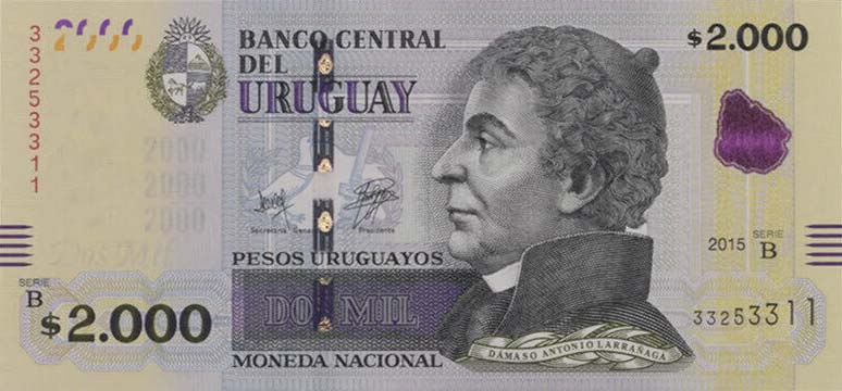 Front of Uruguay p99a: 2000 Pesos Uruguayos from 2015