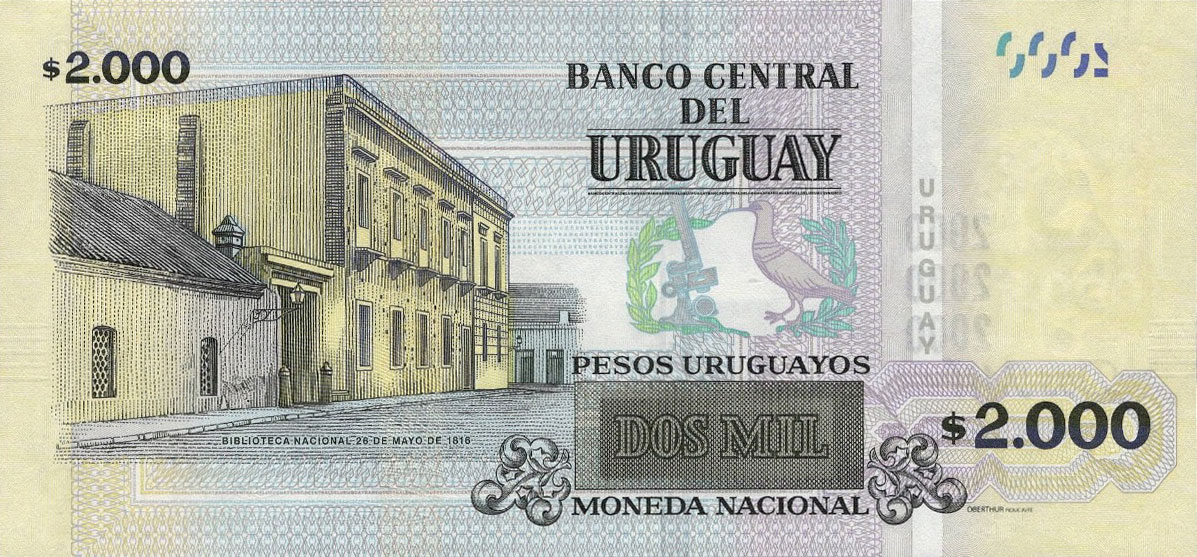 Back of Uruguay p99b: 2000 Pesos Uruguayos from 2020