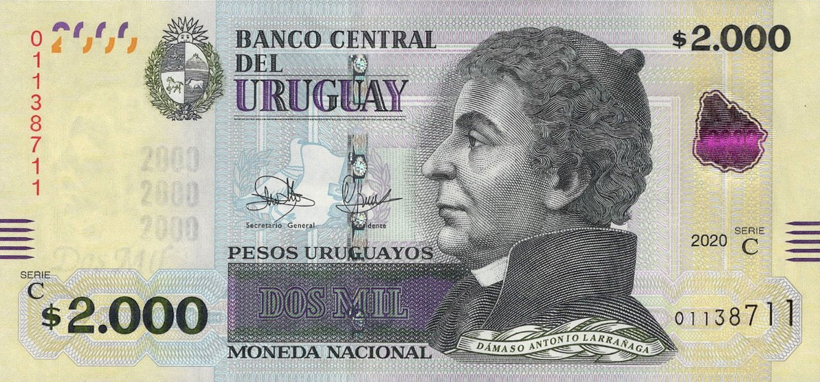 Front of Uruguay p99b: 2000 Pesos Uruguayos from 2020