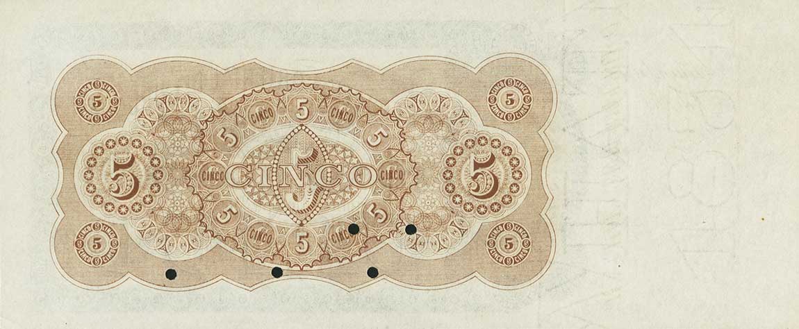 Back of Uruguay pA119Kr: 5 Pesos from 1875