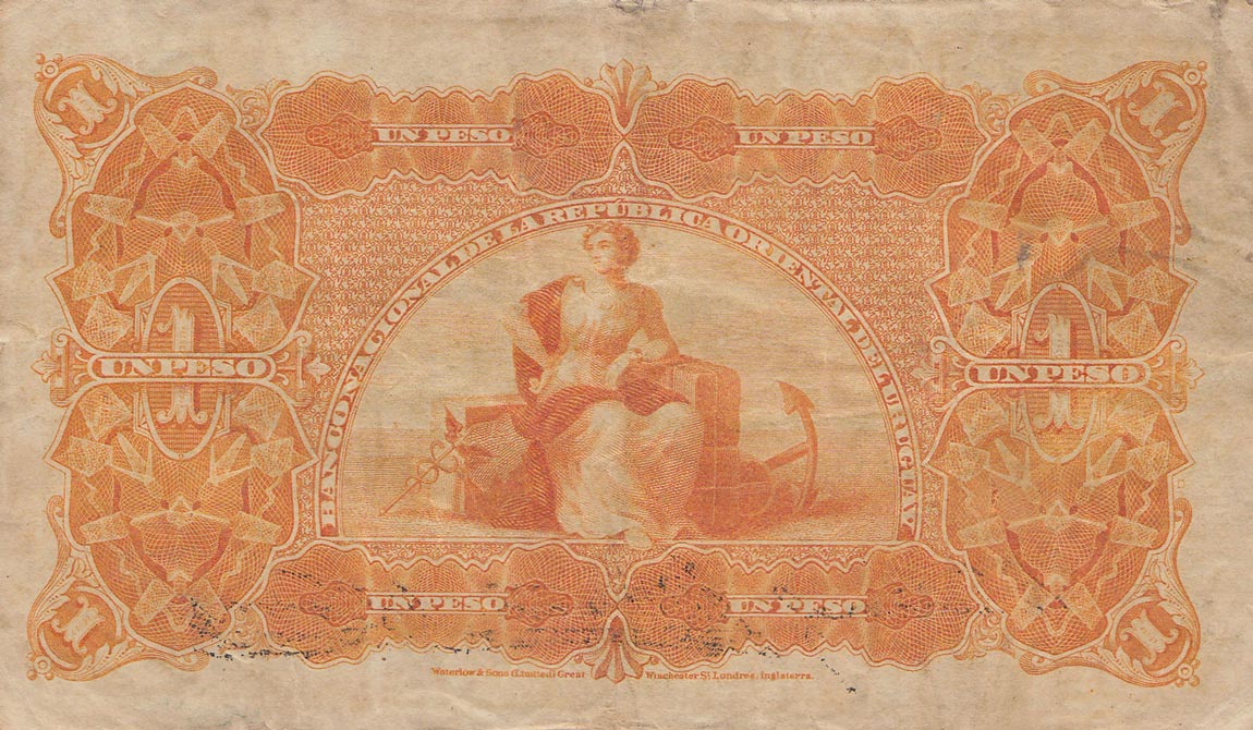 Back of Uruguay pA90a: 1 Peso from 1887