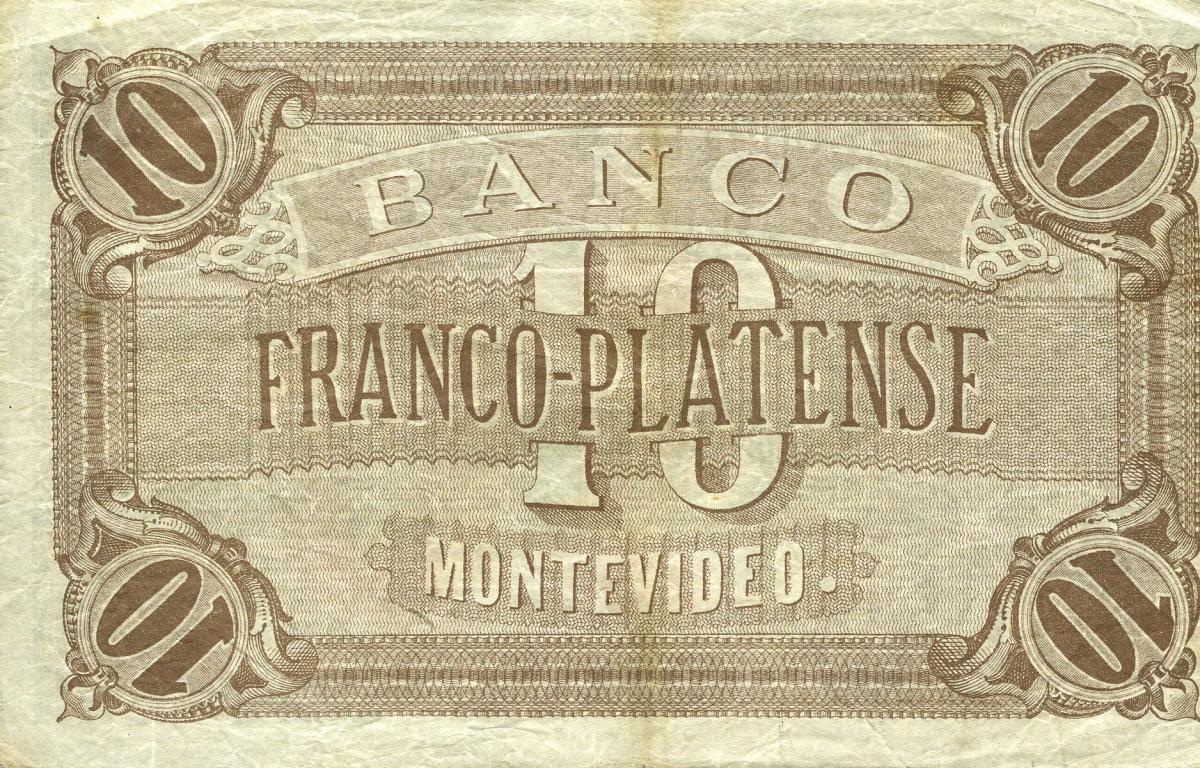 Back of Uruguay pS171a: 10 Pesos from 1871