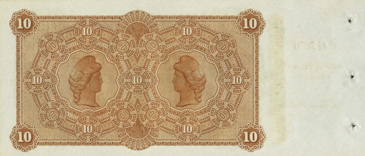Back of Uruguay pS242r: 10 Pesos from 1883