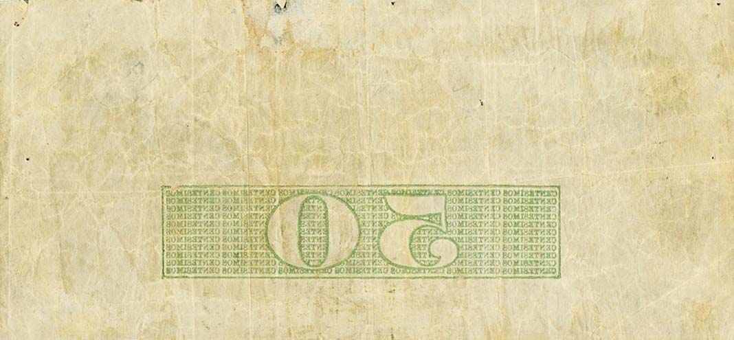 Back of Uruguay pS352a: 50 Centesimos from 1866