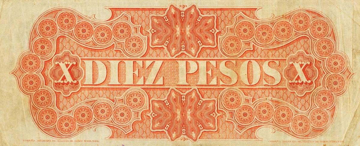 Back of Uruguay pS385a: 10 Pesos from 1867