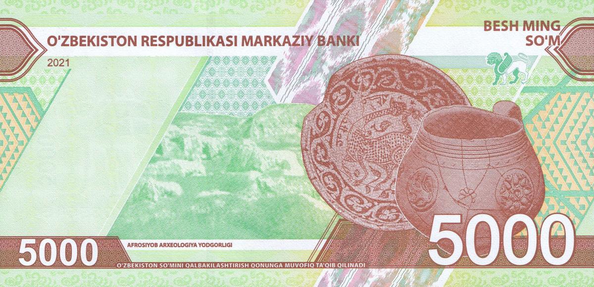 Back of Uzbekistan p88: 5000 Sum from 2021