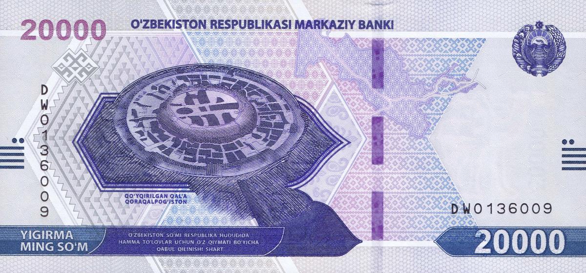 Front of Uzbekistan p90: 20000 Sum from 2021