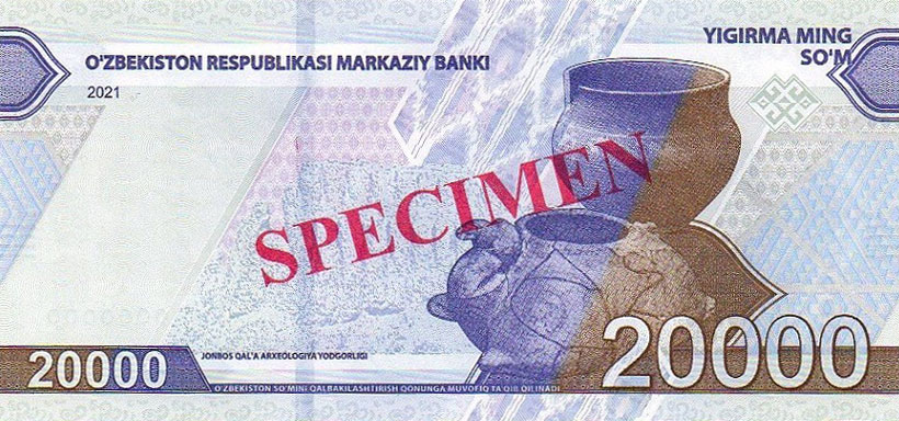 Back of Uzbekistan p90s: 20000 Sum from 2021