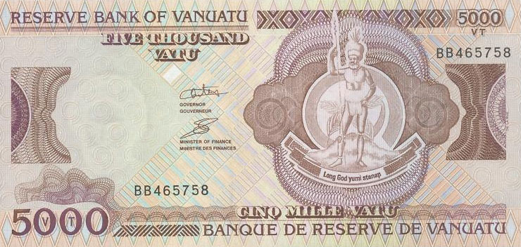 Front of Vanuatu p15: 5000 Vatu from 2006