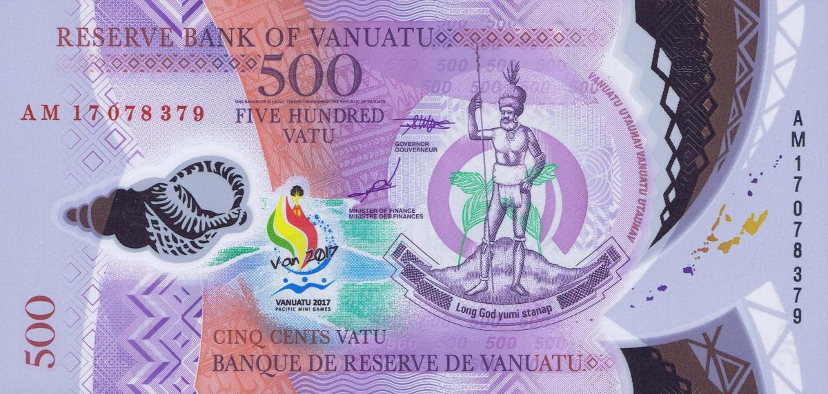 Front of Vanuatu p20: 500 Vatu from 2017