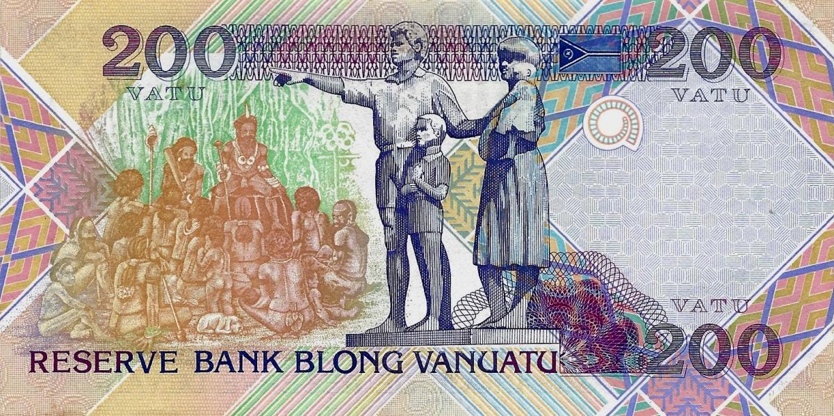 Back of Vanuatu p8a: 200 Vatu from 1995