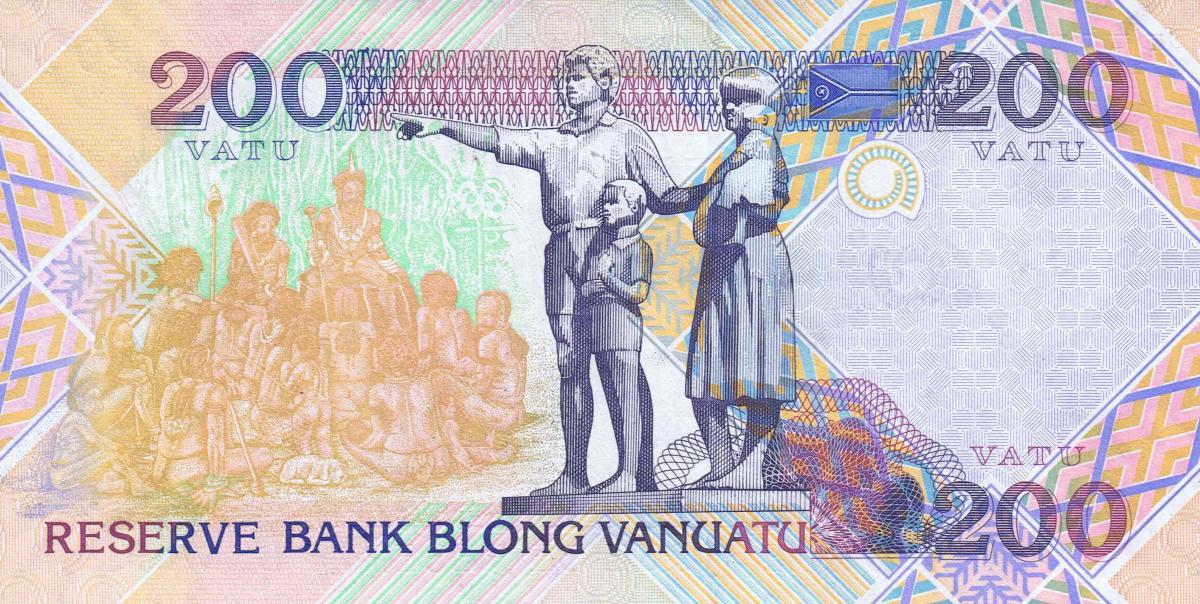 Back of Vanuatu p8c: 200 Vatu from 1995