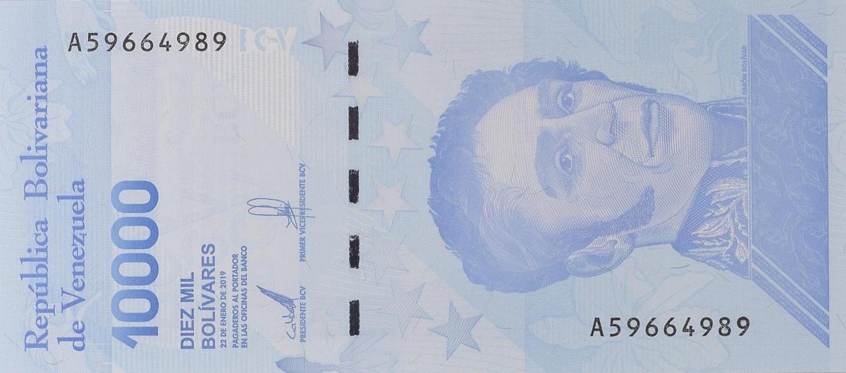Front of Venezuela p109b: 10000 Bolivar from 2019